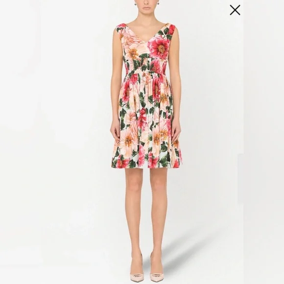 Dolce & Gabanna Floral V-Neck Cotton Sundress - Picture 4 of 14
